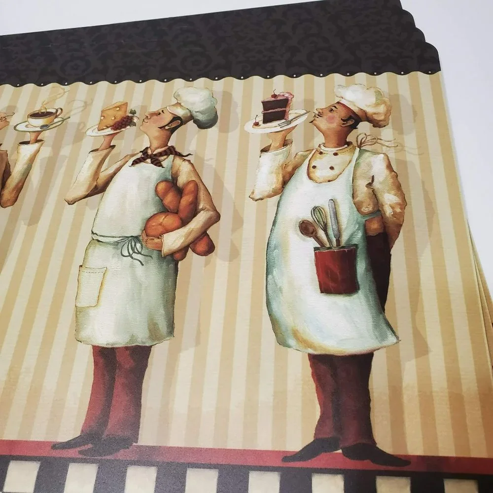 Fat Chef Placemats, Set of 4, Bistro Cook Mediterranean, Foam-backed Vinyl NWT